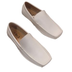 NWB! Brix Mens Crawford White Square Toe Casual Loafers 8.5
